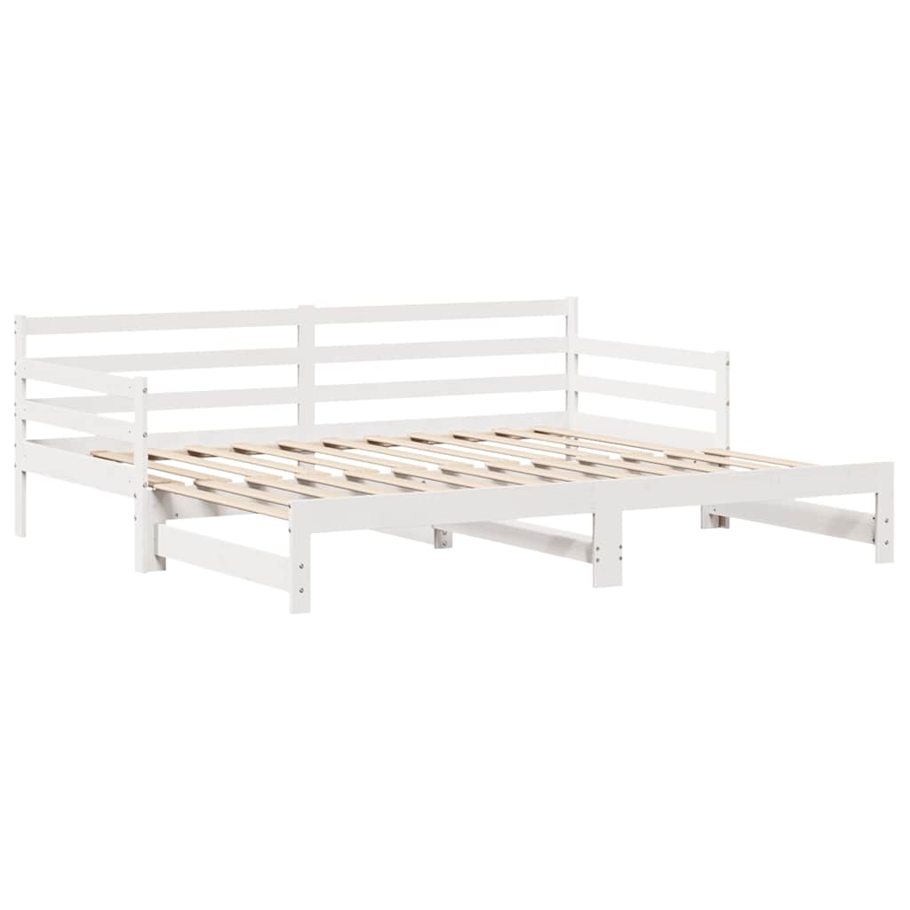 Daybed with Trundle and Drawers without Mattress White 90x190 cm Single - Bargainia.com - 
