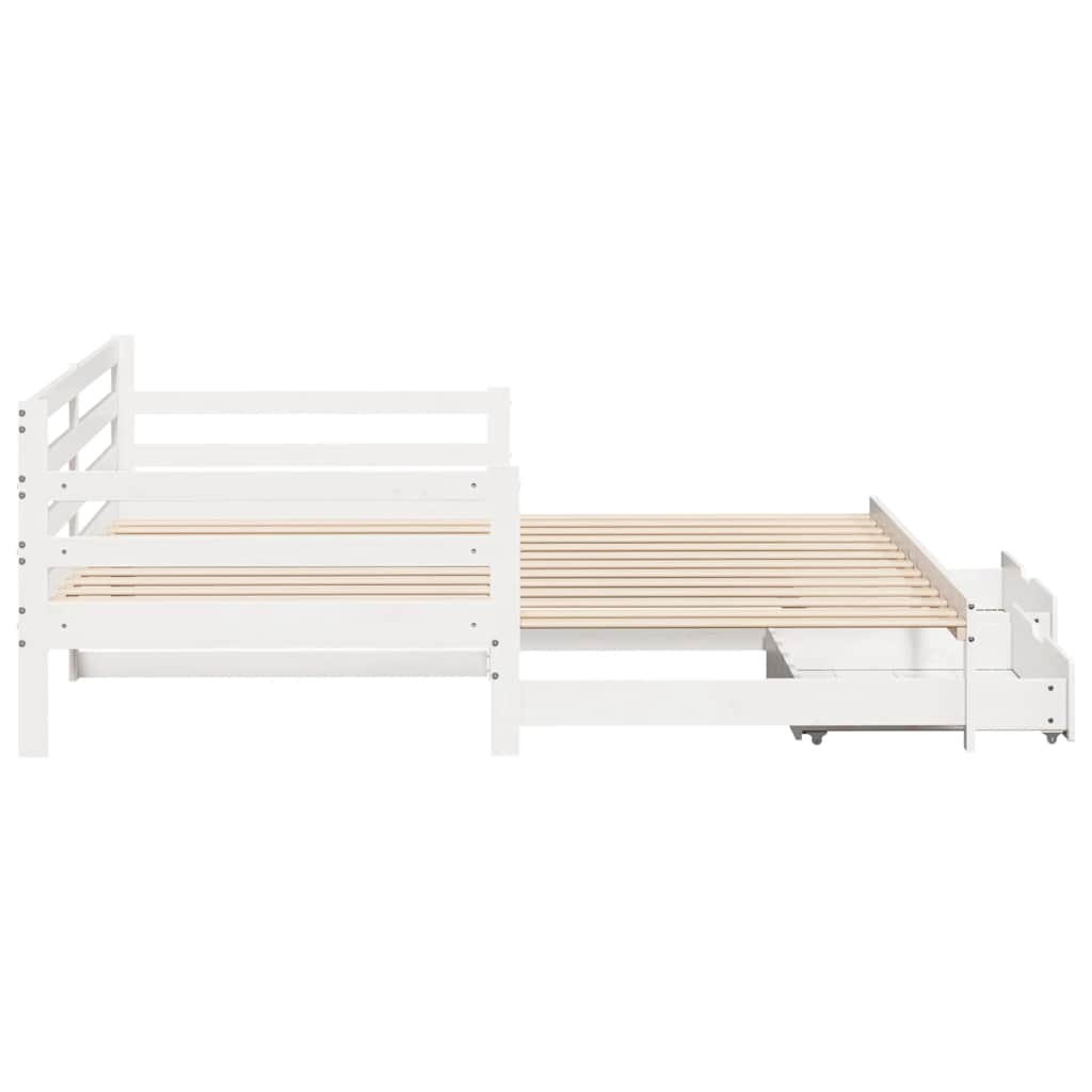 Daybed with Trundle and Drawers without Mattress White 90x190 cm Single - Bargainia.com - 
