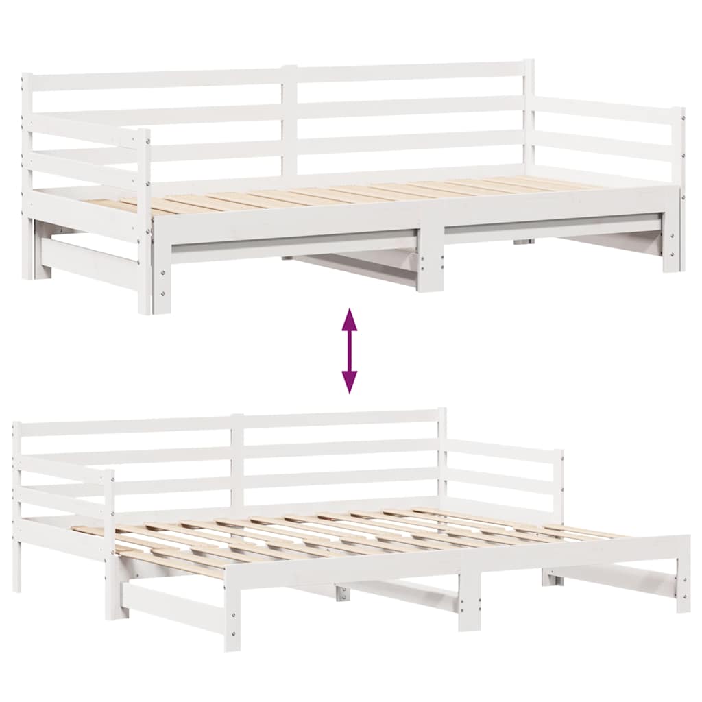Daybed with Trundle and Drawers without Mattress White 90x190 cm Single - Bargainia.com - 