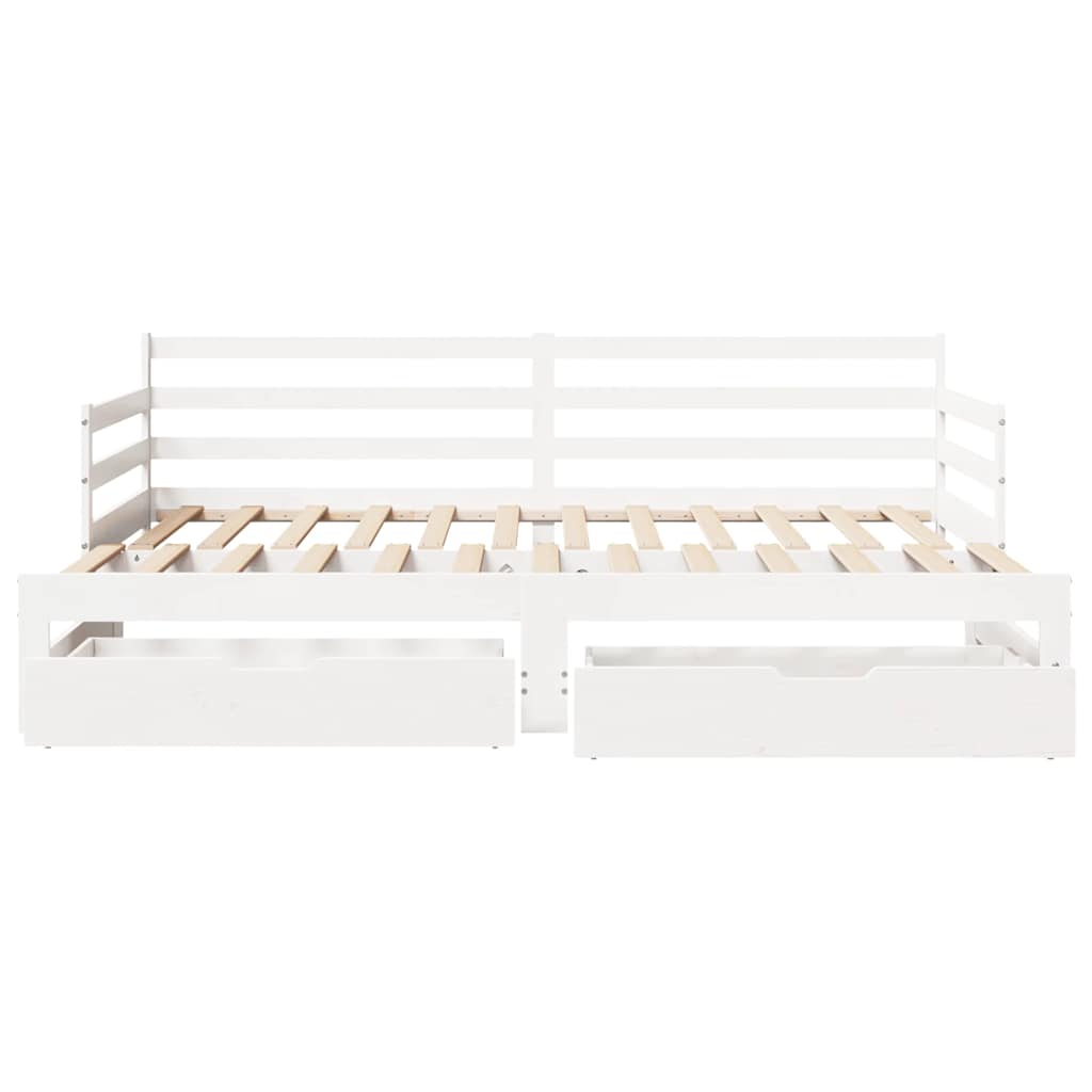 Daybed with Trundle and Drawers without Mattress White 90x190 cm Single - Bargainia.com - 