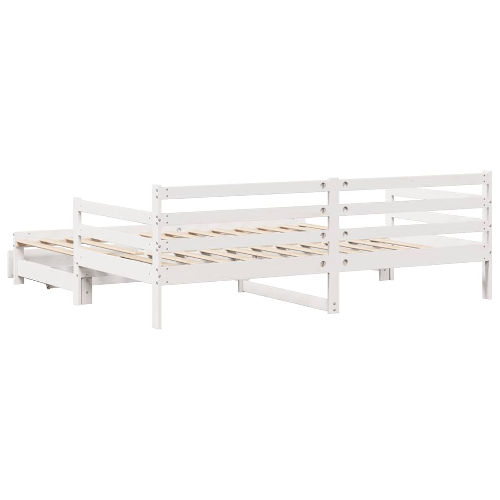 Daybed with Trundle and Drawers without Mattress White 90x190 cm Single - Bargainia.com - 