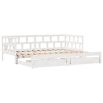 Daybed with Trundle and Drawers without Mattress White 90x190 cm Single - Bargainia.com - 