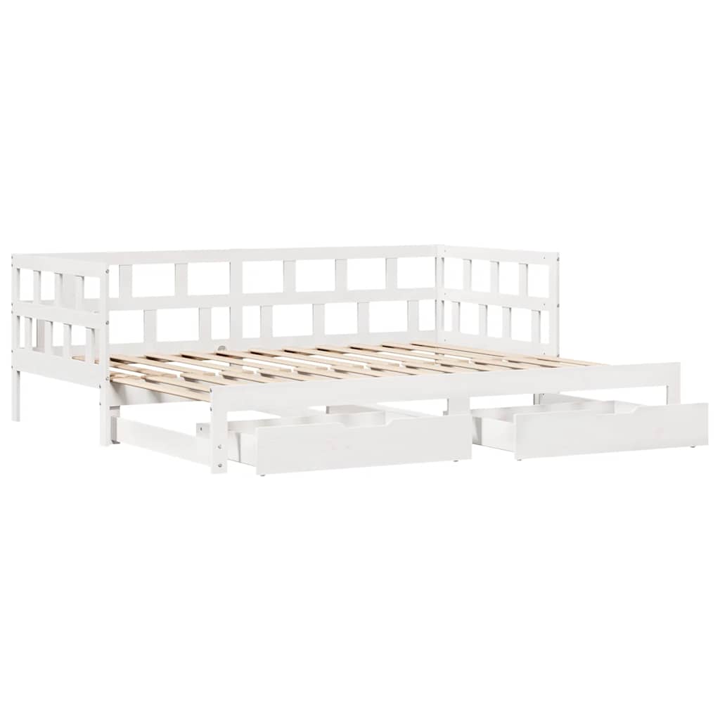 Daybed with Trundle and Drawers without Mattress White 90x190 cm Single - Bargainia.com - 