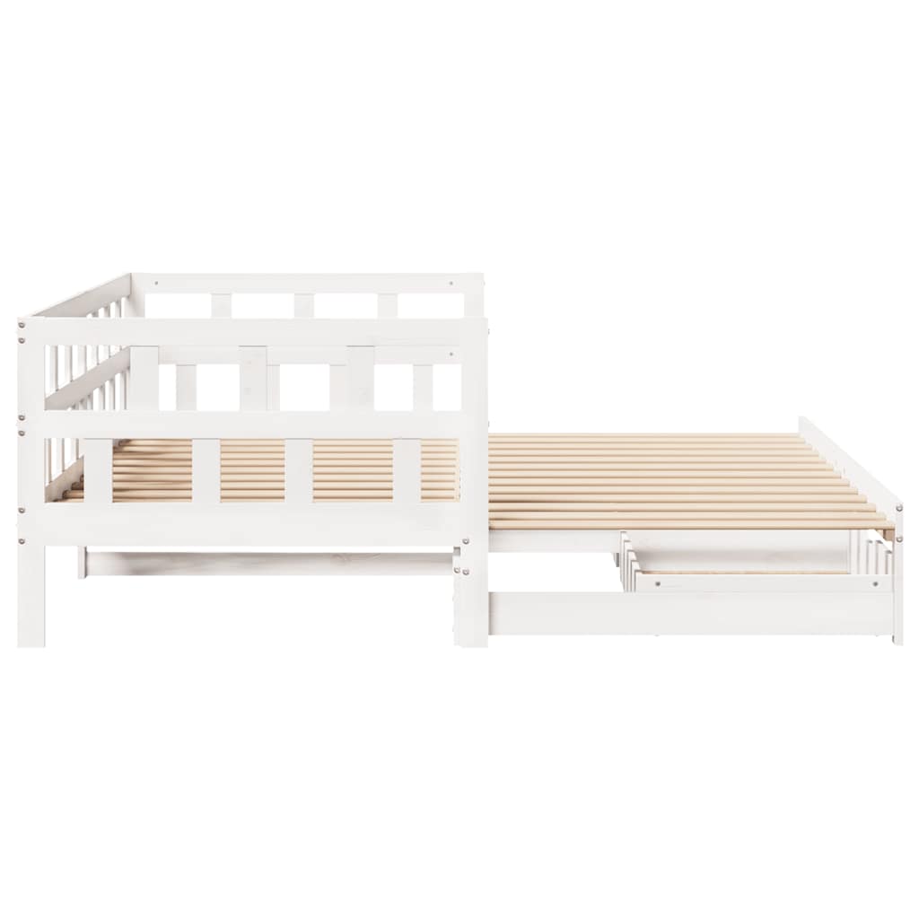 Daybed with Trundle and Drawers without Mattress White 90x190 cm Single - Bargainia.com - 