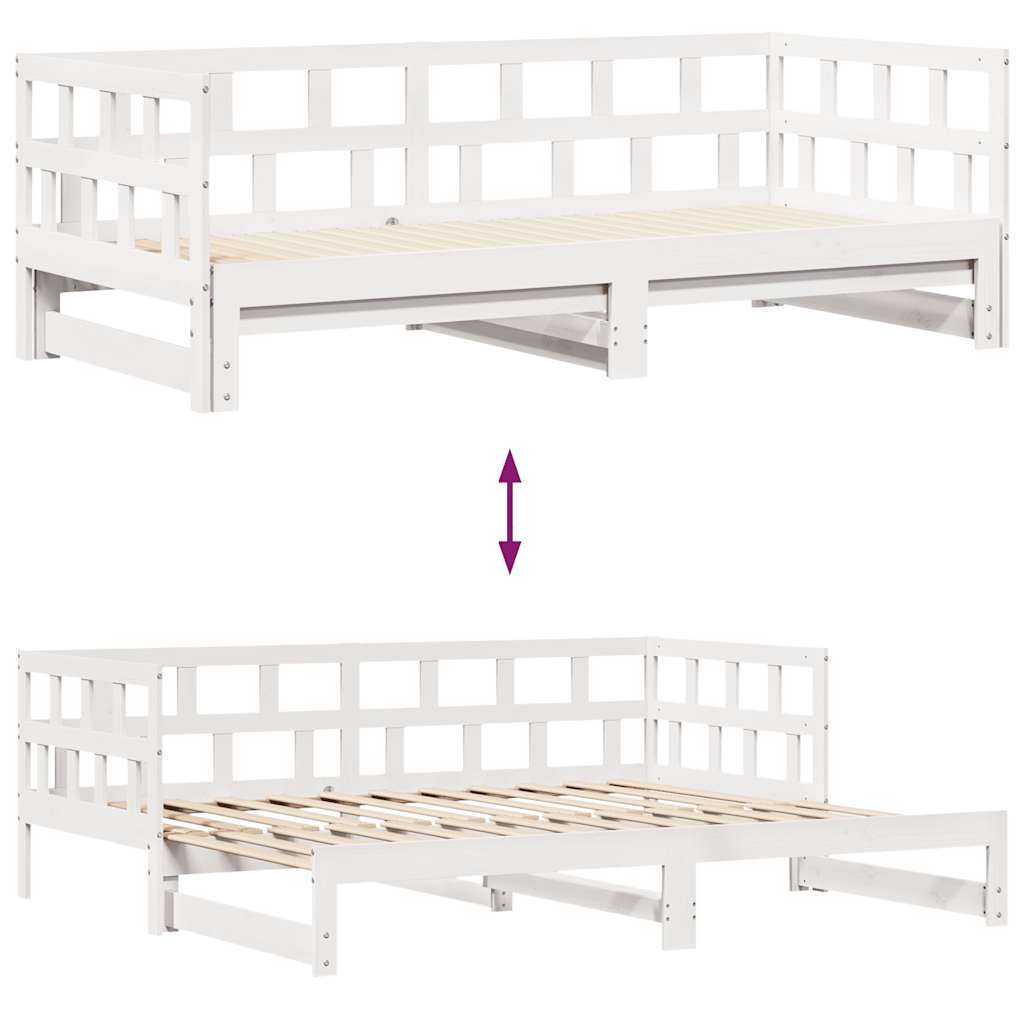Daybed with Trundle and Drawers without Mattress White 90x190 cm Single - Bargainia.com - 