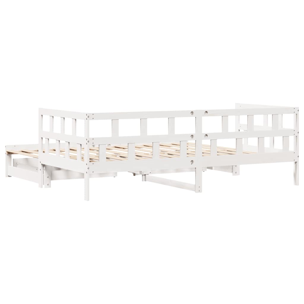 Daybed with Trundle and Drawers without Mattress White 90x190 cm Single - Bargainia.com - 
