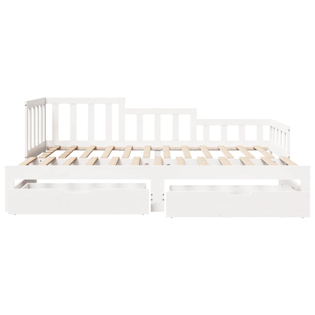 Daybed with Trundle and Drawers without Mattress White 90x190 cm Single - Bargainia.com - 