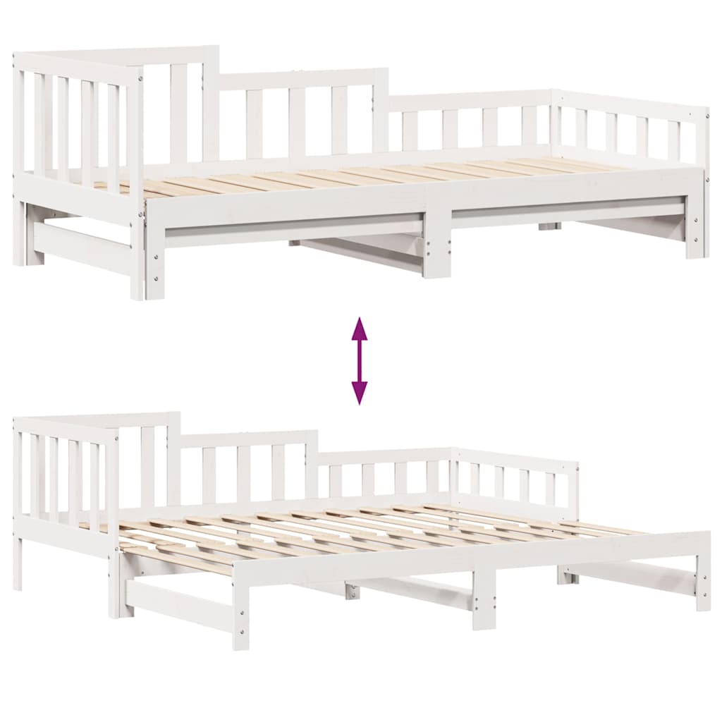 Daybed with Trundle and Drawers without Mattress White 90x190 cm Single - Bargainia.com - 