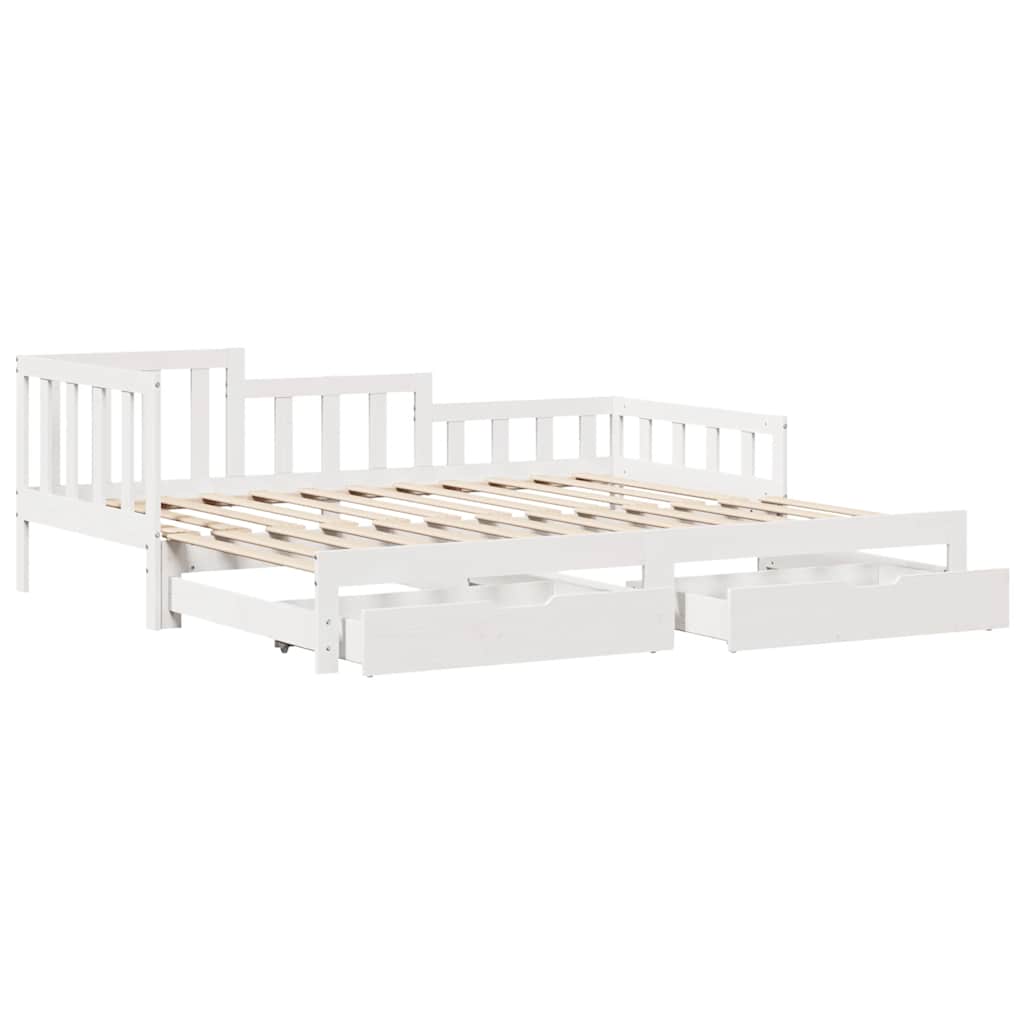 Daybed with Trundle and Drawers without Mattress White 90x190 cm Single - Bargainia.com - 