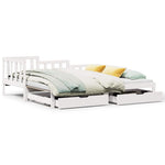 Daybed with Trundle and Drawers without Mattress White 90x190 cm Single - Bargainia.com - 