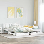 Daybed with Trundle and Drawers without Mattress White 90x190 cm Single - Bargainia.com - 