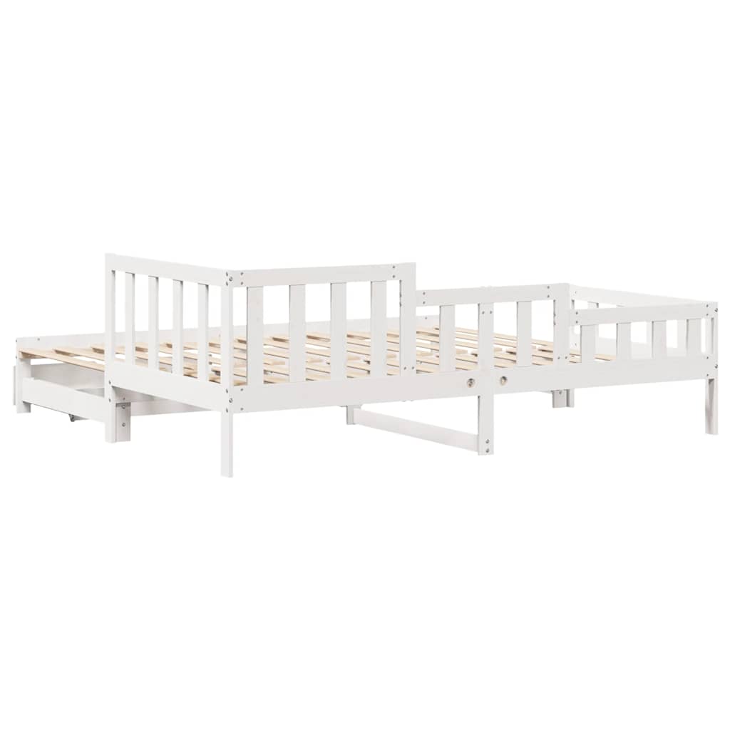 Daybed with Trundle and Drawers without Mattress White 90x190 cm Single - Bargainia.com - 