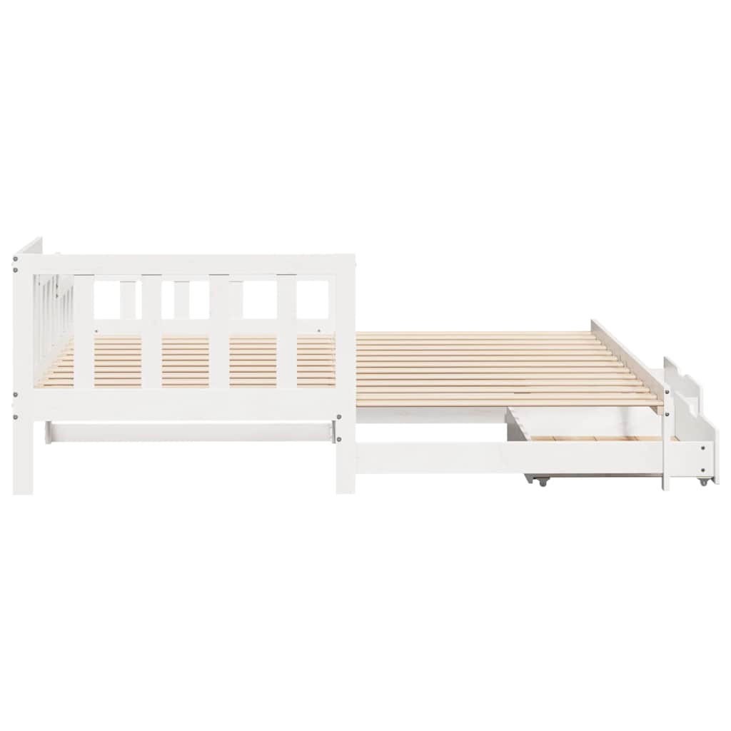 Daybed with Trundle and Drawers without Mattress White 90x190 cm Single - Bargainia.com - 