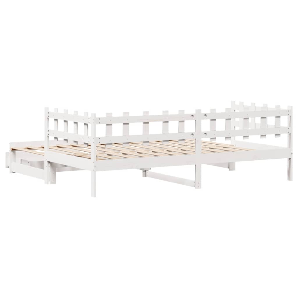 Daybed with Trundle and Drawers without Mattress White 90x190 cm Single - Bargainia.com - 