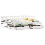 Daybed with Trundle and Drawers without Mattress White 90x190 cm Single - Bargainia.com - 