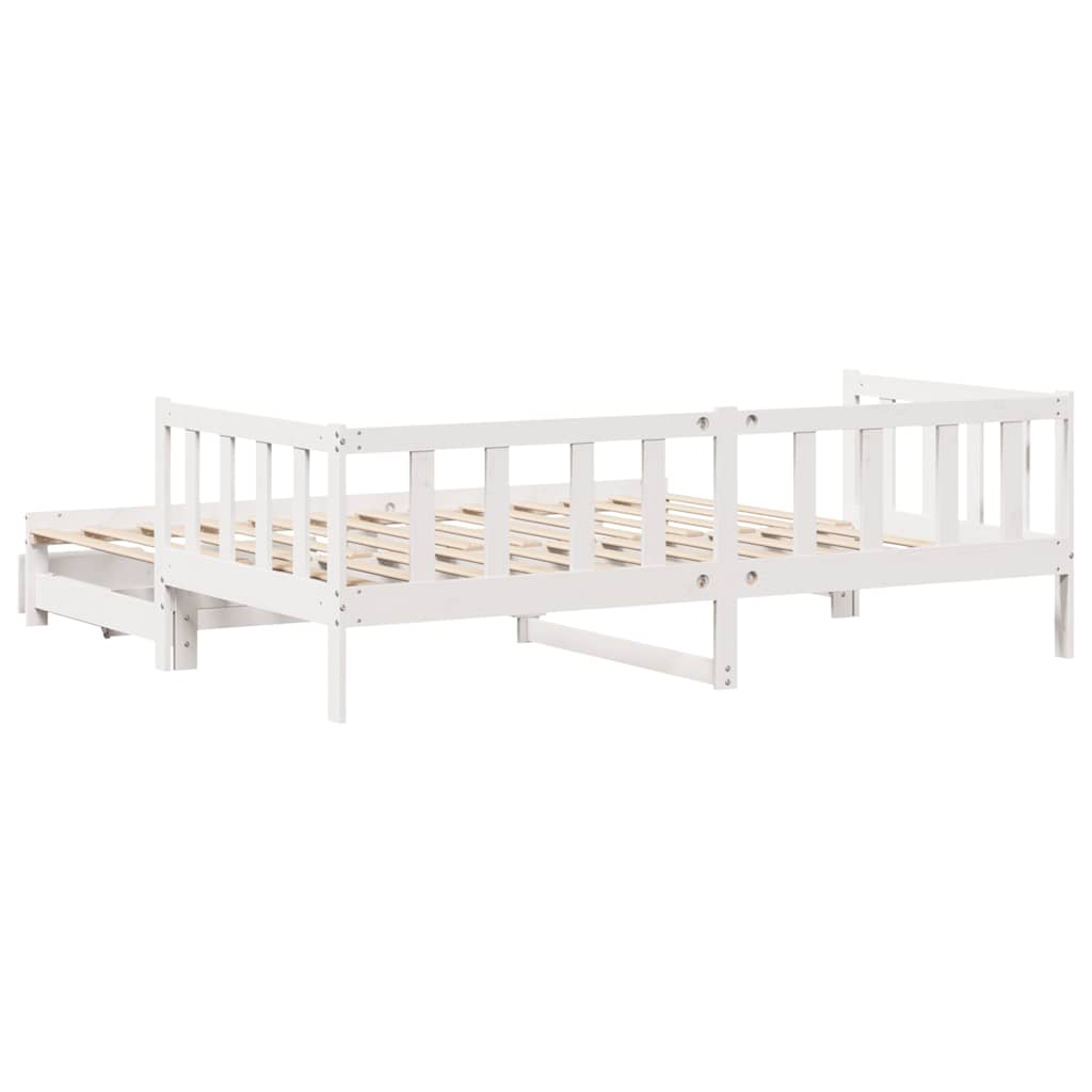 Daybed with Trundle and Drawers without Mattress White 90x200 cm - Bargainia.com - 