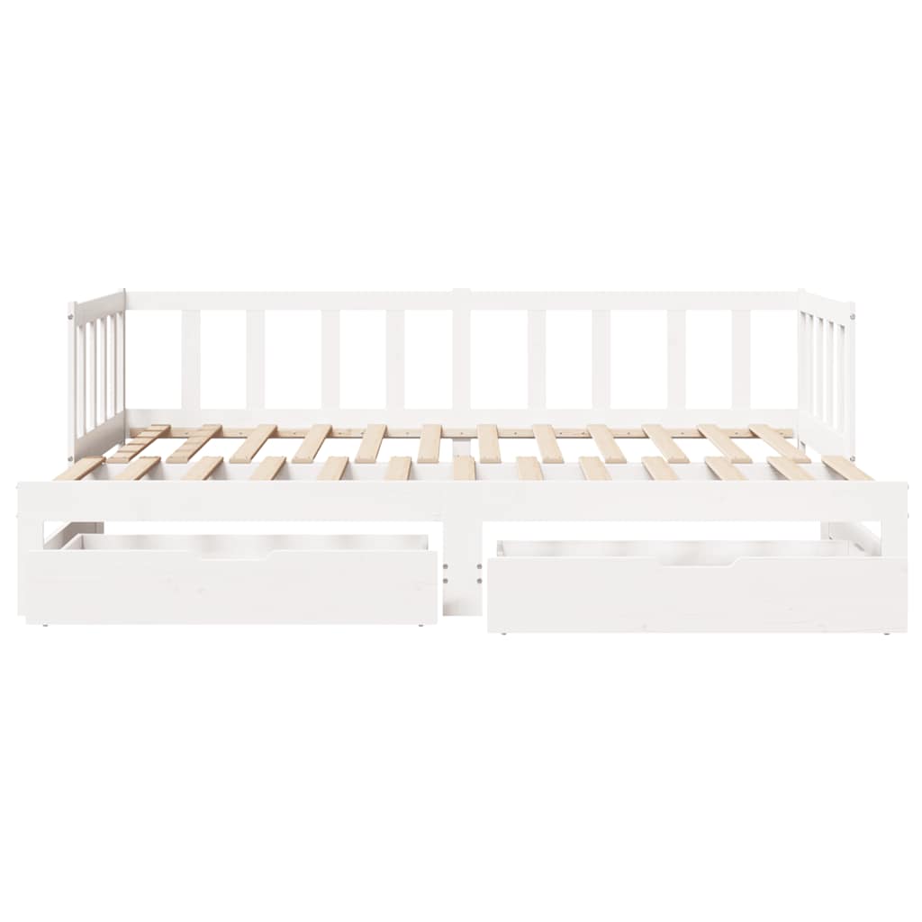 Daybed with Trundle and Drawers without Mattress White 90x200 cm - Bargainia.com - 