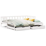 Daybed with Trundle and Drawers without Mattress White 90x200 cm - Bargainia.com - 