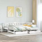 Daybed with Trundle and Drawers without Mattress White 90x200 cm - Bargainia.com - 