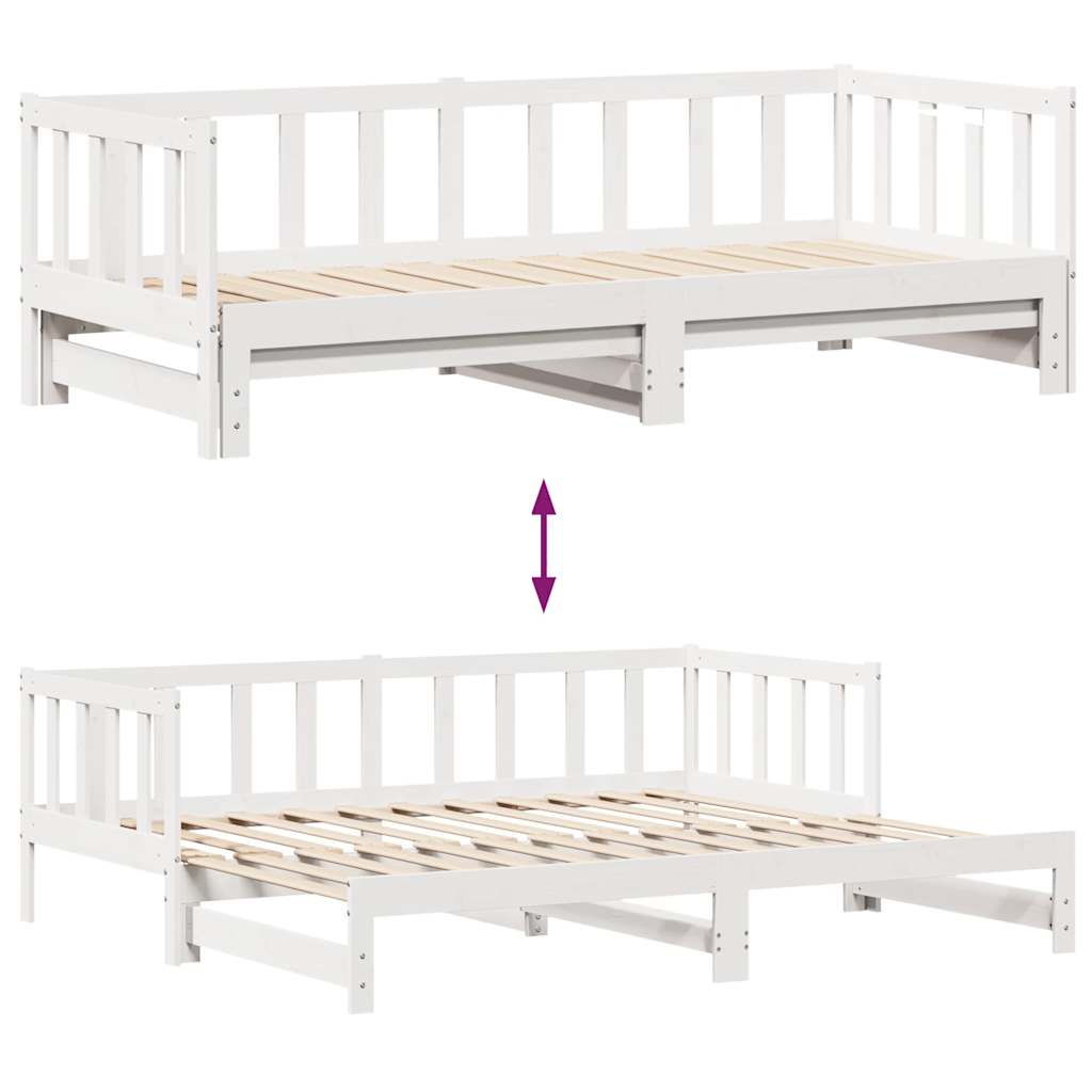 Daybed with Trundle and Drawers without Mattress White 90x200 cm - Bargainia.com - 