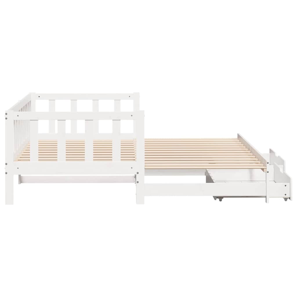 Daybed with Trundle and Drawers without Mattress White 90x200 cm - Bargainia.com - 