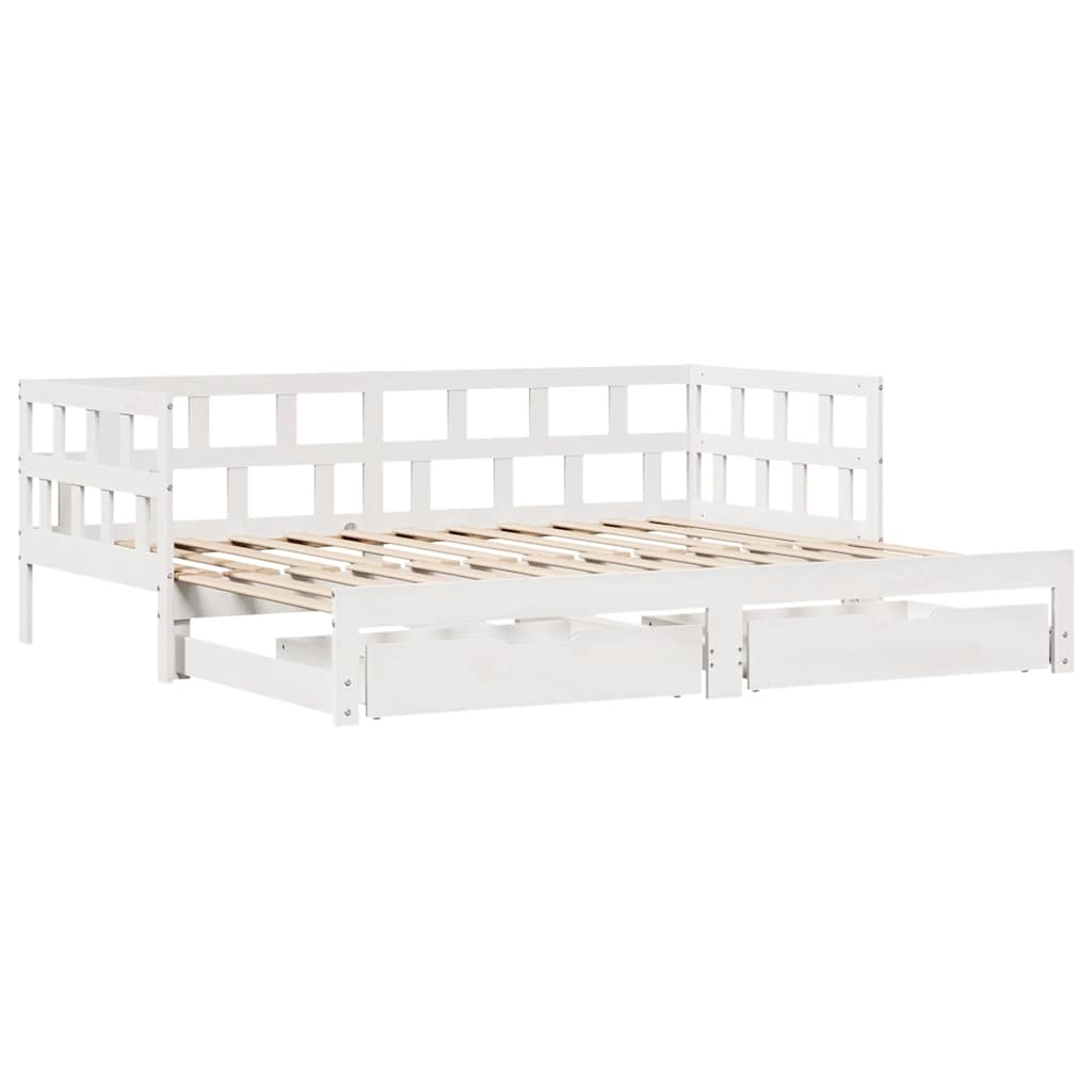 Daybed with Trundle and Drawers without Mattress White 90x200 cm - Bargainia.com - 