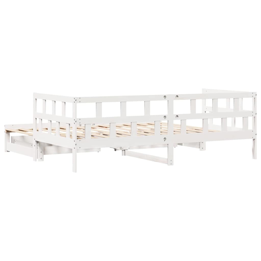 Daybed with Trundle and Drawers without Mattress White 90x200 cm - Bargainia.com - 