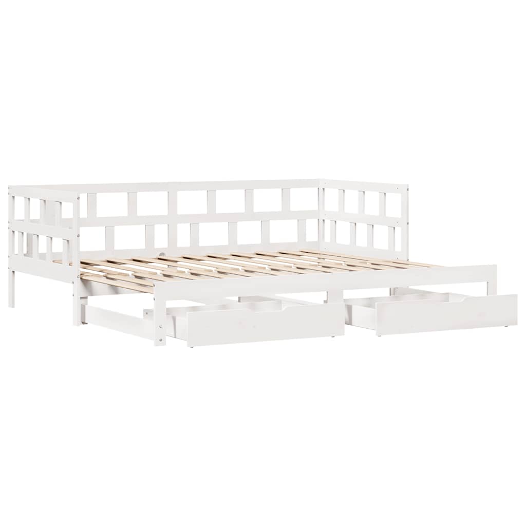 Daybed with Trundle and Drawers without Mattress White 90x200 cm - Bargainia.com - 