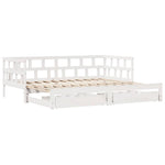 Daybed with Trundle and Drawers without Mattress White 90x200 cm - Bargainia.com - 