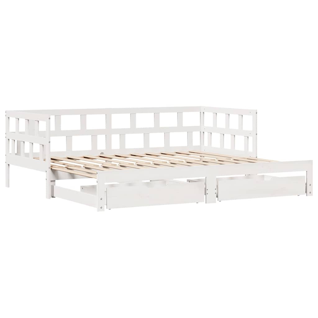 Daybed with Trundle and Drawers without Mattress White 90x200 cm - Bargainia.com - 