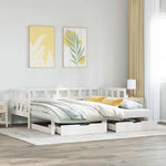 Daybed with Trundle and Drawers without Mattress White 90x200 cm - Bargainia.com - 