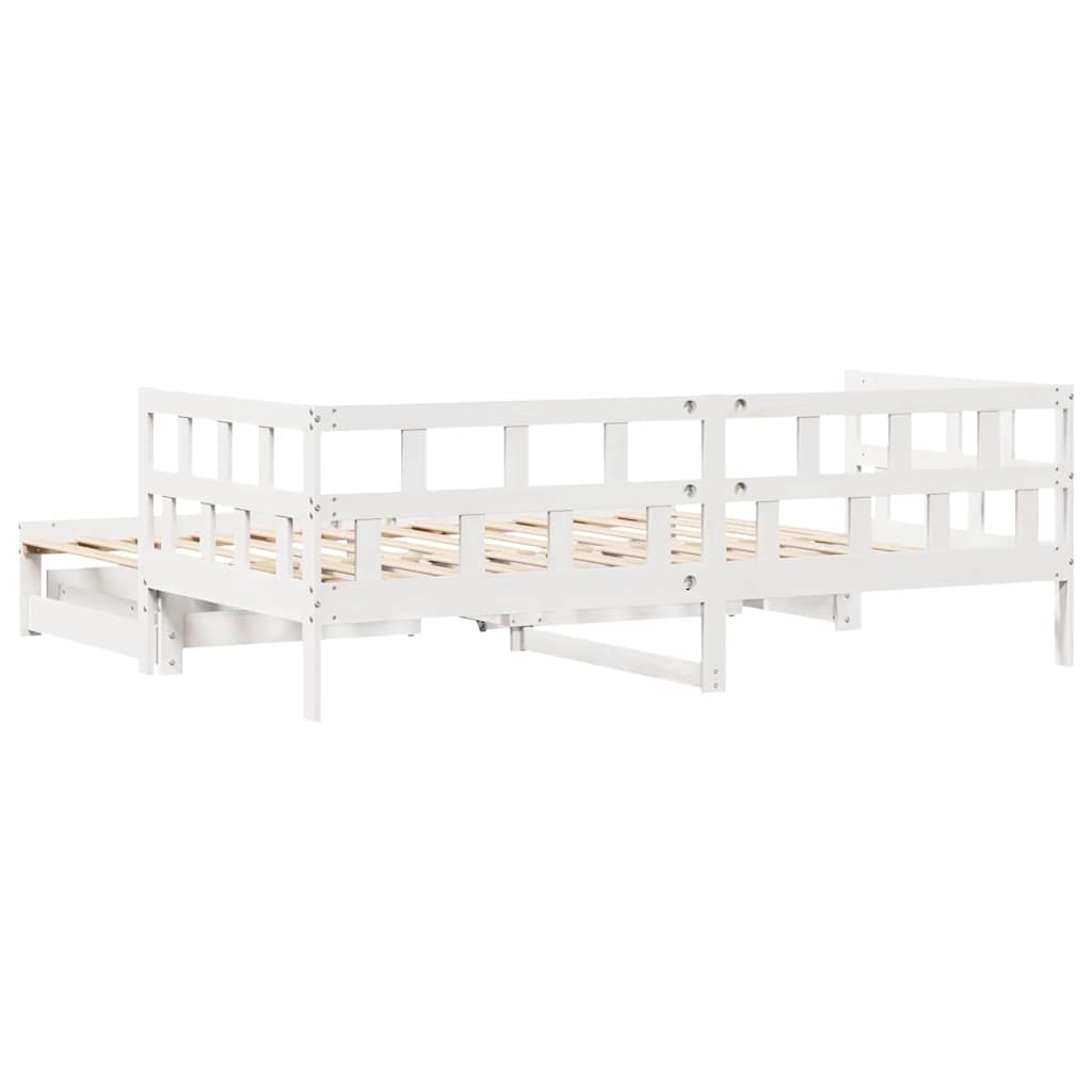 Daybed with Trundle and Drawers without Mattress White 90x200 cm - Bargainia.com - 