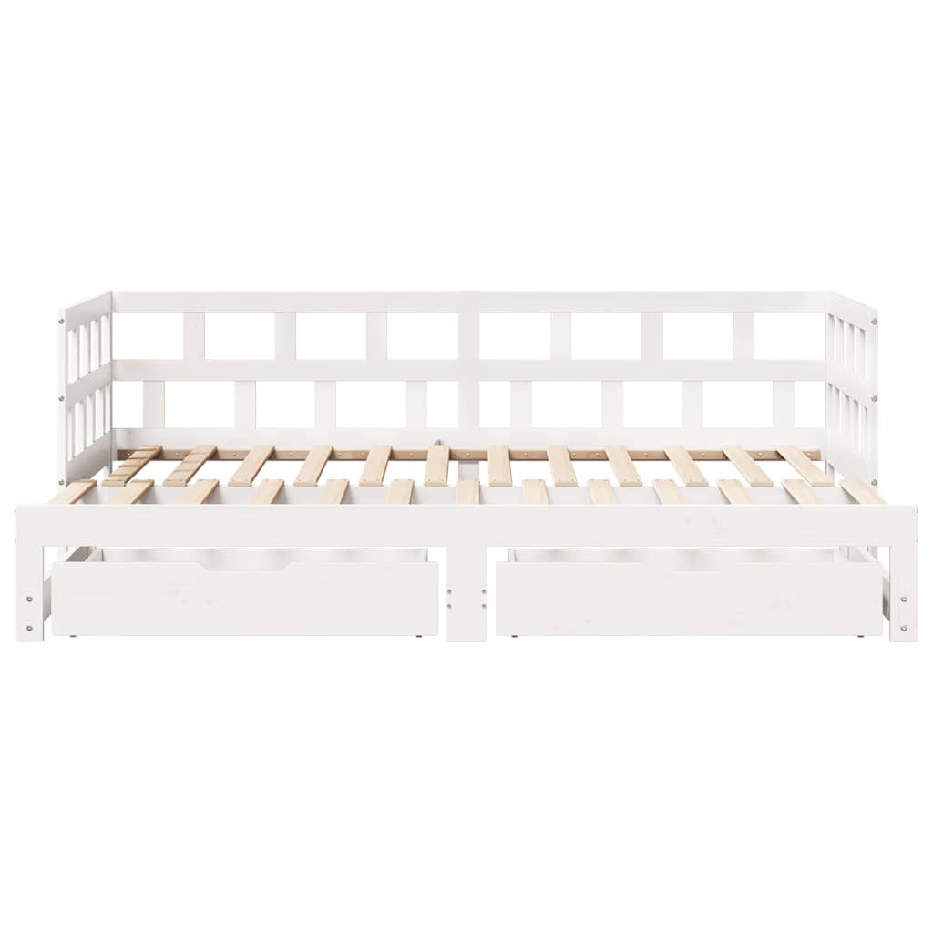 Daybed with Trundle and Drawers without Mattress White 90x200 cm - Bargainia.com - 