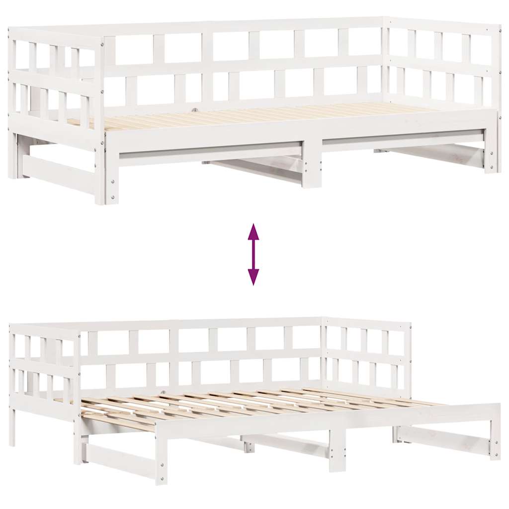 Daybed with Trundle and Drawers without Mattress White 90x200 cm - Bargainia.com - 