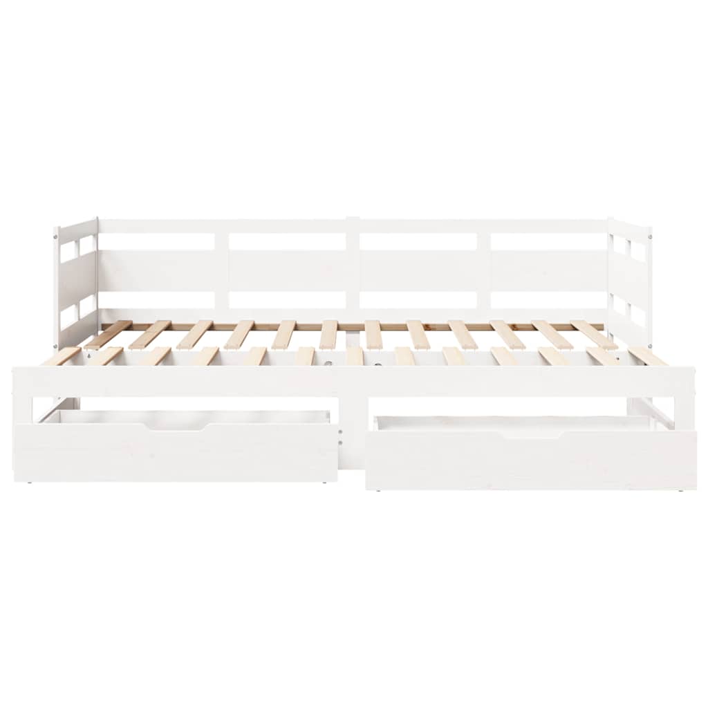 Daybed with Trundle and Drawers without Mattress White 90x200 cm - Bargainia.com - 