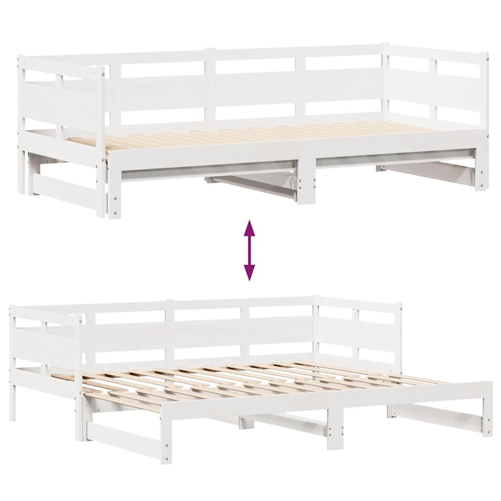 Daybed with Trundle and Drawers without Mattress White 90x200 cm - Bargainia.com - 