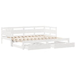 Daybed with Trundle and Drawers without Mattress White 90x200 cm - Bargainia.com - 