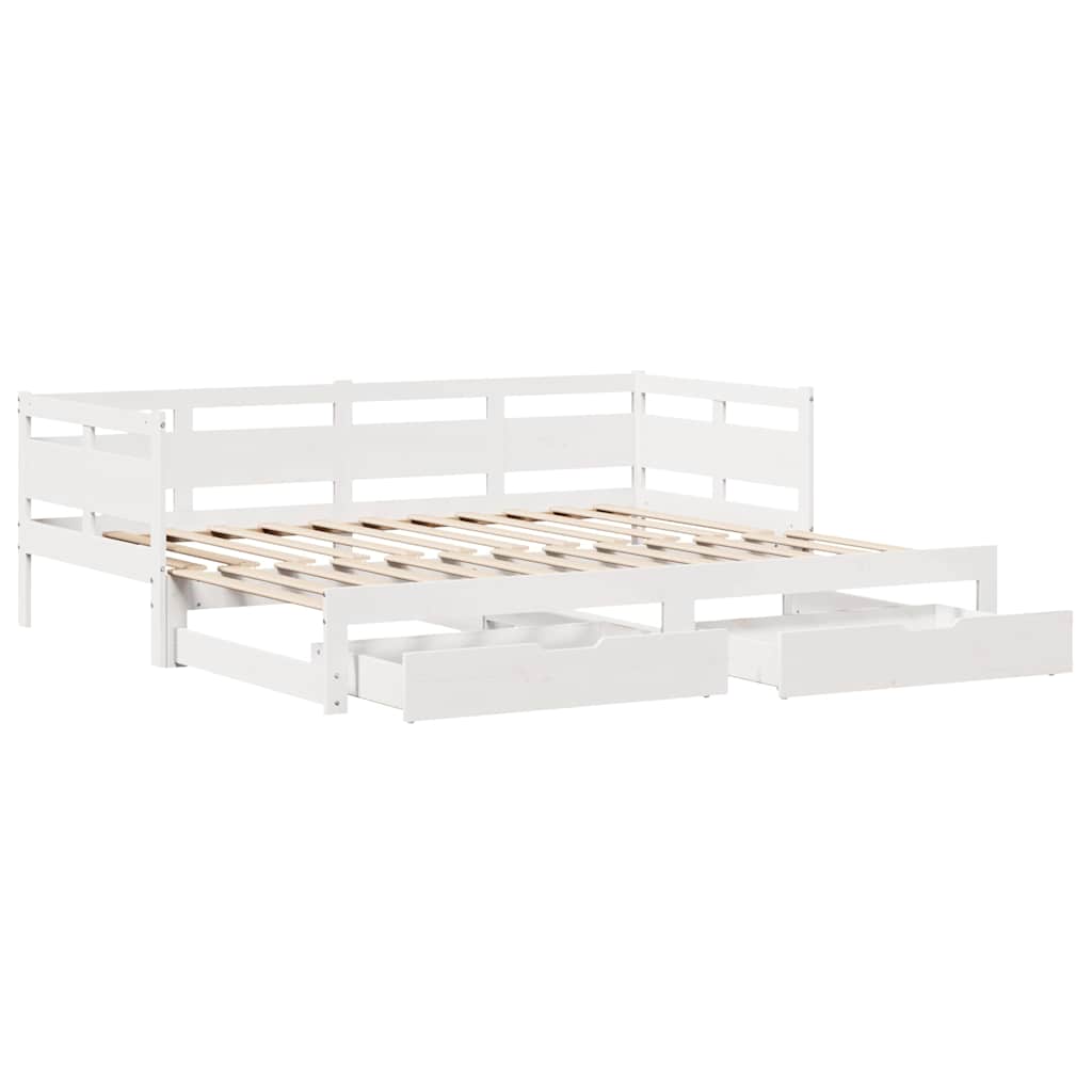 Daybed with Trundle and Drawers without Mattress White 90x200 cm - Bargainia.com - 