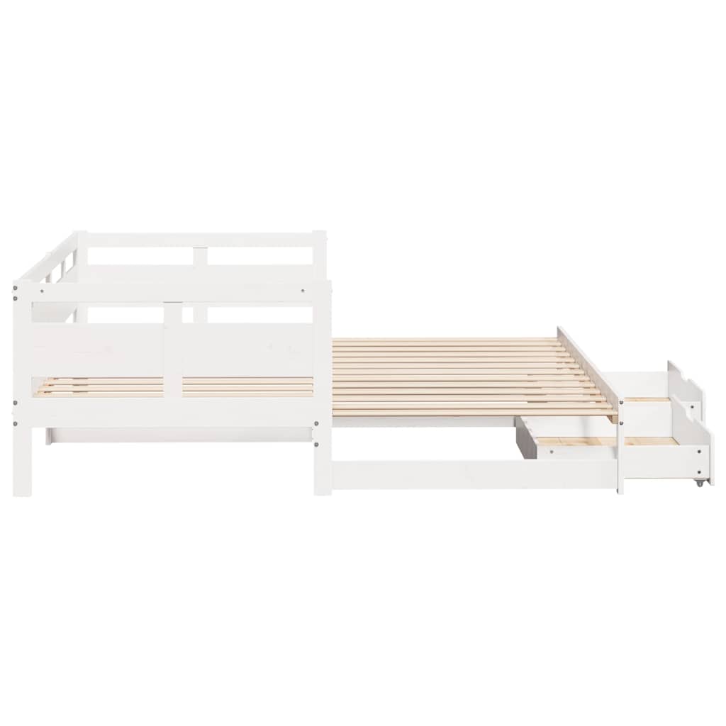 Daybed with Trundle and Drawers without Mattress White 90x200 cm - Bargainia.com - 