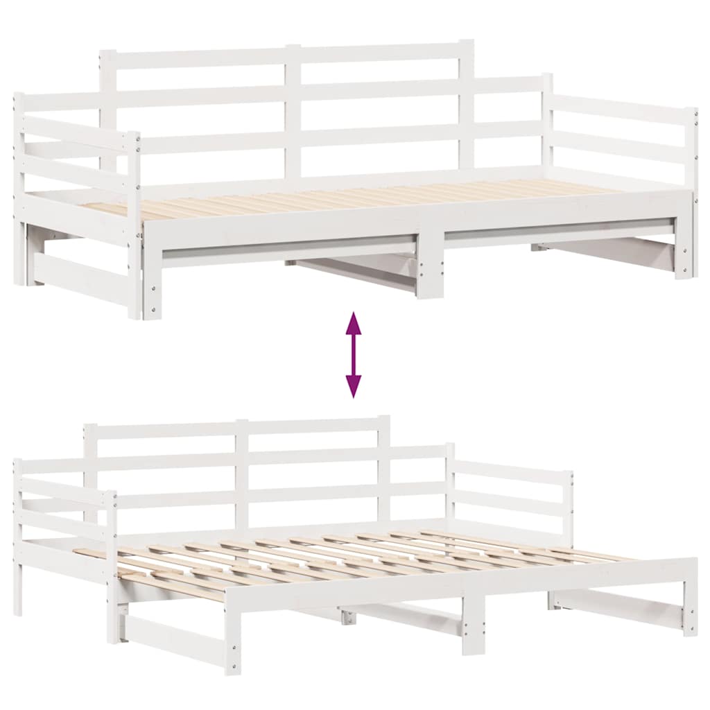 Daybed with Trundle and Drawers without Mattress White 90x200 cm - Bargainia.com - 