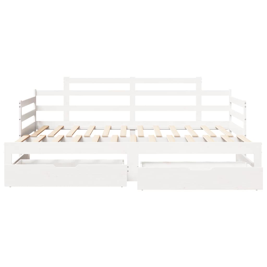 Daybed with Trundle and Drawers without Mattress White 90x200 cm - Bargainia.com - 