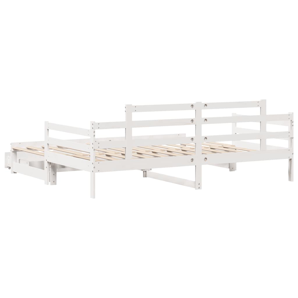 Daybed with Trundle and Drawers without Mattress White 90x200 cm - Bargainia.com - 