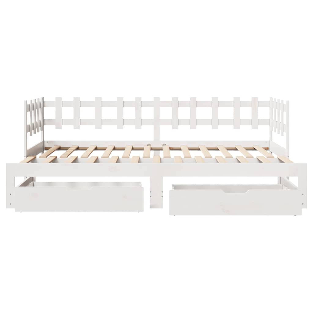 Daybed with Trundle and Drawers without Mattress White 90x200 cm - Bargainia.com - 