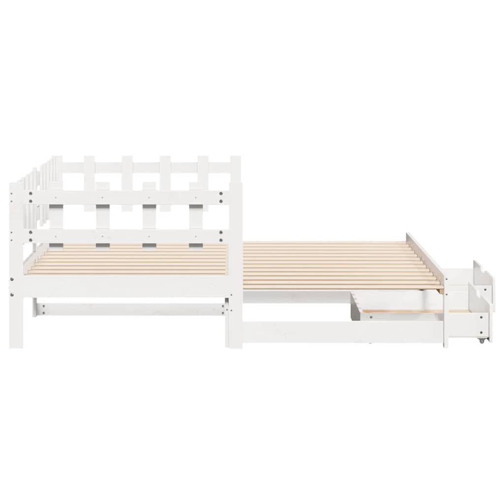 Daybed with Trundle and Drawers without Mattress White 90x200 cm - Bargainia.com - 
