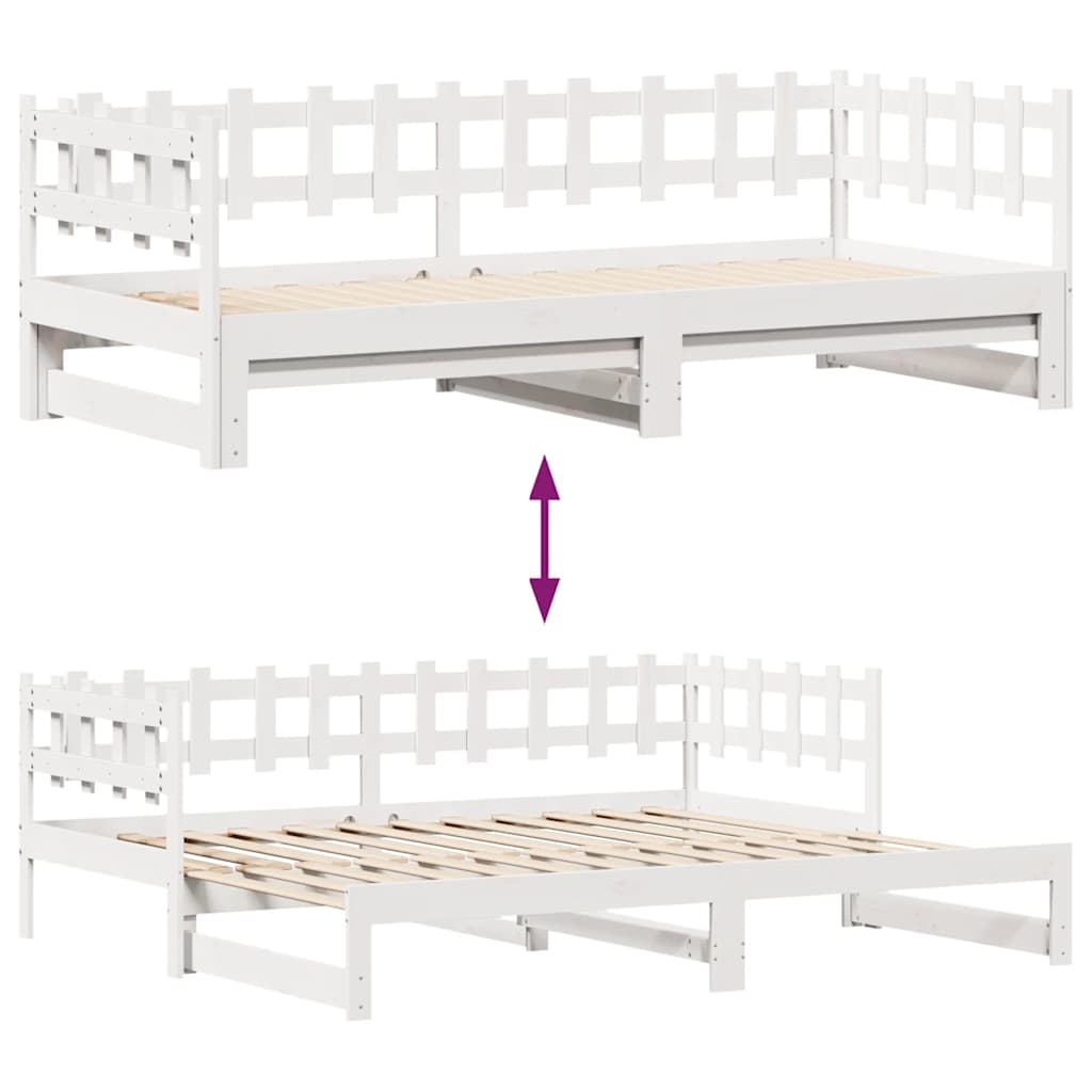 Daybed with Trundle and Drawers without Mattress White 90x200 cm - Bargainia.com - 