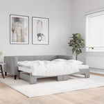 Daybed with Trundle and Mattresses Light Grey 90x190 cm Fabric - Bargainia.com - 