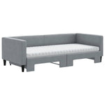 Daybed with Trundle and Mattresses Light Grey 90x190 cm Fabric - Bargainia.com - 