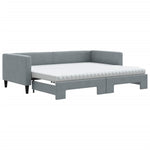 Daybed with Trundle and Mattresses Light Grey 90x190 cm Fabric - Bargainia.com - 