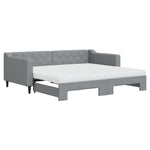 Daybed with Trundle and Mattresses Light Grey 90x190 cm Fabric - Bargainia.com - 