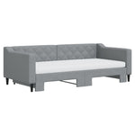 Daybed with Trundle and Mattresses Light Grey 90x190 cm Fabric - Bargainia.com - 